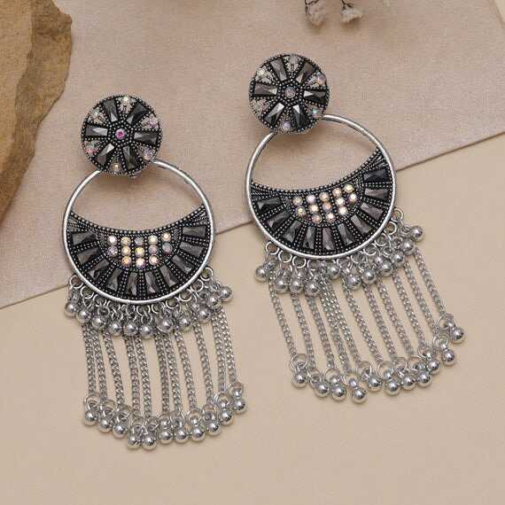 Black Monochrome Charm Earrings